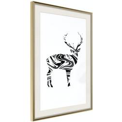 Arkiio Affisch Black and White Deer [Poster] 20x30 Poster